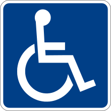 Figura de línea blanca de una persona sentada sobre el eje de una rueda, fondo azul