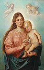 Madonna e criança de Cristo, óleo sobre tela, 90 x 58 cm