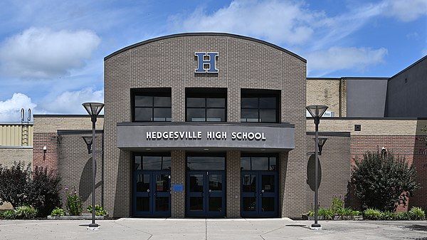 Hedgesville High School entrance doors, Berkeley County, WV