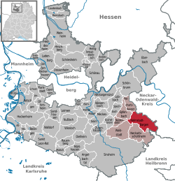 Elhelyezkedése Baden-Württemberg térképén