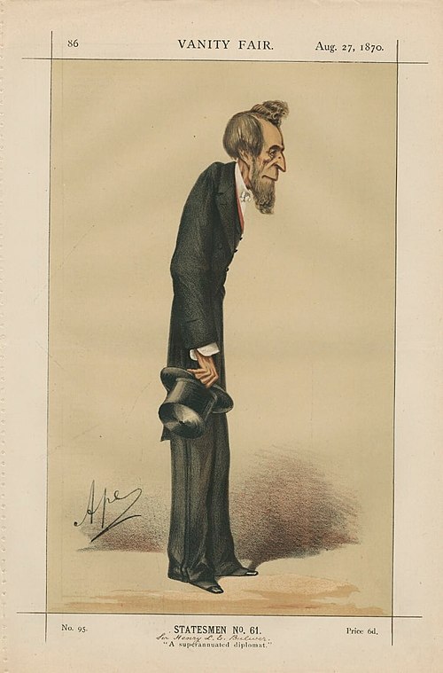 "A superannuated diplomat" Bulwer as caricatured by Ape (Carlo Pellegrini) in Vanity Fair, August 1870