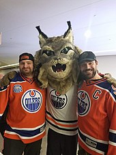 Hunter, the Oilers' team mascot. Hunter 2017-09-23.jpg