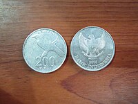 Two 2003-issue Rp200 coins. IDR 200 Koin.JPG