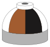 Illustration der Zylinderschulter in braunen, schwarzen und weißen Sechsteln für eine Mischung aus Helium, Stickstoff und Sauerstoff.