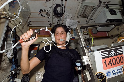 Williams became the first person to run a marathon from the space station on April 16, 2007