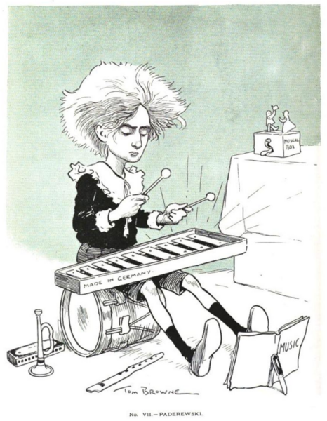 File:In the Days of Their Youth No. 7 – Paderewski by Tom Browne (1870–1910).png