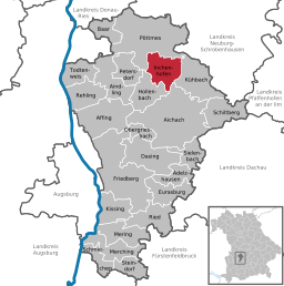 Läget för Inchenhofen i Landkreis Aichach-Friedberg