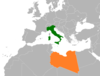 Location map for Italy and Libya.