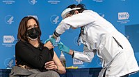 Vice President Harris receives her second COVID-19 vaccination at the NIH Kamala Harris getting her second COVID-19 vaccination.jpg