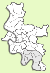 Location of the city district 9 within Düsseldorf