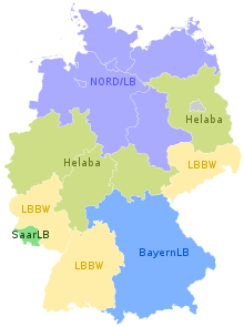 Landesbanken coverage map in Germany Karte Landesbanken Deutschland.svg