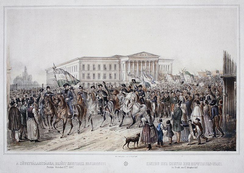 File:Kossuth Lajos kortesmenete a Nemzeti Múzeum előtt 1847-ben.jpg