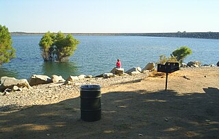 Folsom Lake man-made reservoir in California, United States