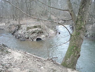 Confluence of the Laufach (left) into the Aschaff (right)