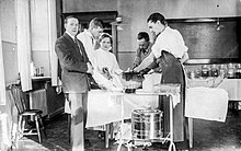Surgery underway at the Red Cross Hospital in Tampere, Finland during the 1918 Finnish Civil War. Leikkaus Punaisen ristin sairaalassa Tampereella (26875894332).jpg