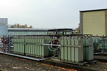 One of several energy storage power film capacitor banks, for magnetic field generation at the Hadron-Electron Ring Accelerator (HERA), located on the DESY site in Hamburg Leistungskondensatoren-DESY-P1040621.JPG