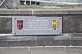 Linz, Gedenktafel an der Nibelungenbrücke (Vertreibung der Sudetendeutschen)