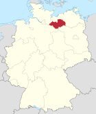 Deutschlandkarte, Position des Landkreises Ludwigslust-Parchim hervorgehoben