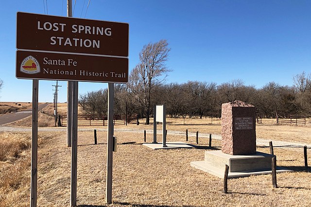 Lost Spring Station marker along former Santa Fe Trail (2022)