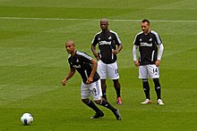 Luke Moore Leroy Lita Stephen Dobbie Swansea City warming-up.jpg