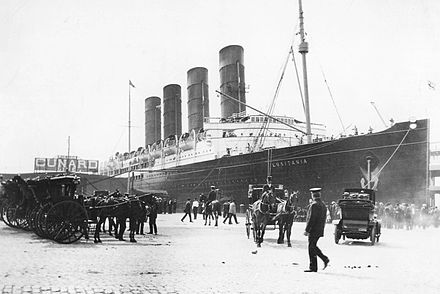 Lusitania arriving in New York on her maiden voyage