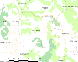 Mapa obce Puy-d’Arnac