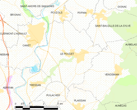 Mapa obce Le Pouget