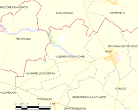 Mapa obce Villeneuve-sur-Conie