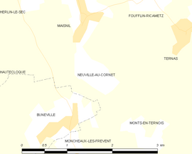 Mapa obce Neuville-au-Cornet