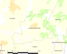 Mapa obce Champagné-le-Sec