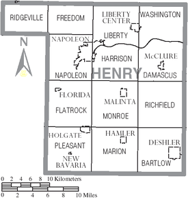 Map of Henry County, Ohio with Municipal and Township Labels