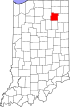 State map highlighting Whitley County