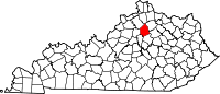 Locatie van Scott County in Kentucky