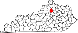 Kort over Scott County i Kentucky