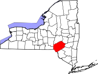 Map of Njujork highlighting Delaware County
