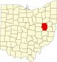 Map of Ohio highlighting Tuscarawas County Map of Ohio highlighting Tuscarawas County.svg