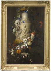 Marble Vase with Garland of Flowers