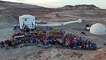 Group photo from 2017 Mars Society University Rover Challenge at the Mars Desert Research Station near Hanksville, Utah. Mars Society University Rover Challenge 2017.jpg