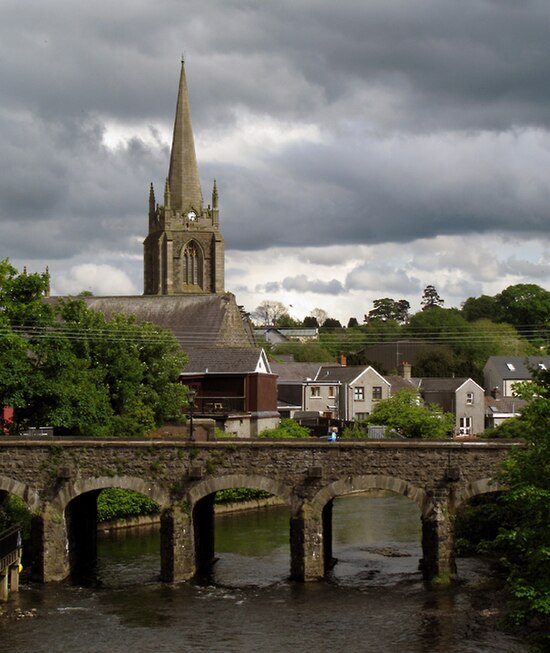 All Saints Parish Church and bridge over the Six Mile Water