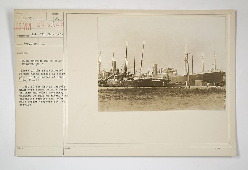 File:Merchant Marine - Enemy Ships Seized - GERMAN VESSELS INTERNED AT HONOLULU, H.I - NARA - 45499752.jpg