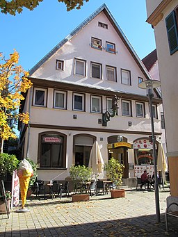 Metzingen, Beim Rathaus 8, Wirtshausschild (03)