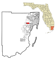 Emplacement dans le comté de Miami-Dade et l'état de Floride