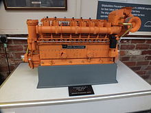 Scale model of a Mirrlees Blackstone ESL8 Mk 2 diesel engine at Anson Mirrlees Blackstone model at Anson 6033.JPG