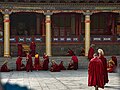 * Nomination Monks preparing for a debate session inside Kumbum Monastery.--Charlie fong 07:26, 3 September 2023 (UTC) * Decline  Oppose Sorry, but there is a disturbing blur (hand?) in the bottom-left corner and another in the bottom-right corner. Also quite noisy. --Jakubhal 08:40, 3 September 2023 (UTC)