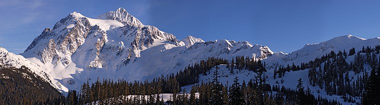 Wide panorama of the mountain in the winter