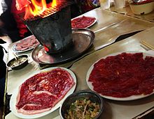 Korean-Chinese style barbecue in mud brazier (Ni Lu Shao Kao ) is exclusively in Shenyang Mud Brazier BBQ in Shenyang.jpg