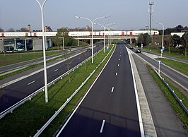 De N351 t.h.v. het industrieterrein Waggelwater. Kijkrichting: Kristus-Koning en Brugge-centrum.