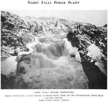 Nairn Falls before construction had begun. Nairn Falls of the Spanish River before the dam.png