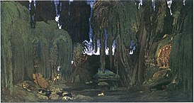 L. S. Bakst.  Escenografía para el ballet Narciso, 1911.