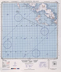 Kort over New Georgia Island med Rendova Island